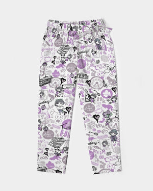 Hong Kong Pattern Women's Belted Tapered Pants (Lavender | Purple)