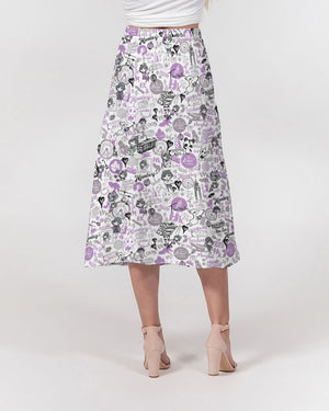 Hong Kong Pattern Women's A-Line Midi Skirt (Lavender | Purple)