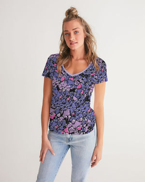 Purple Rose Women's V-Neck Tee