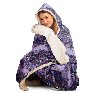 Owls Floral Hooded Blanket (Purple)