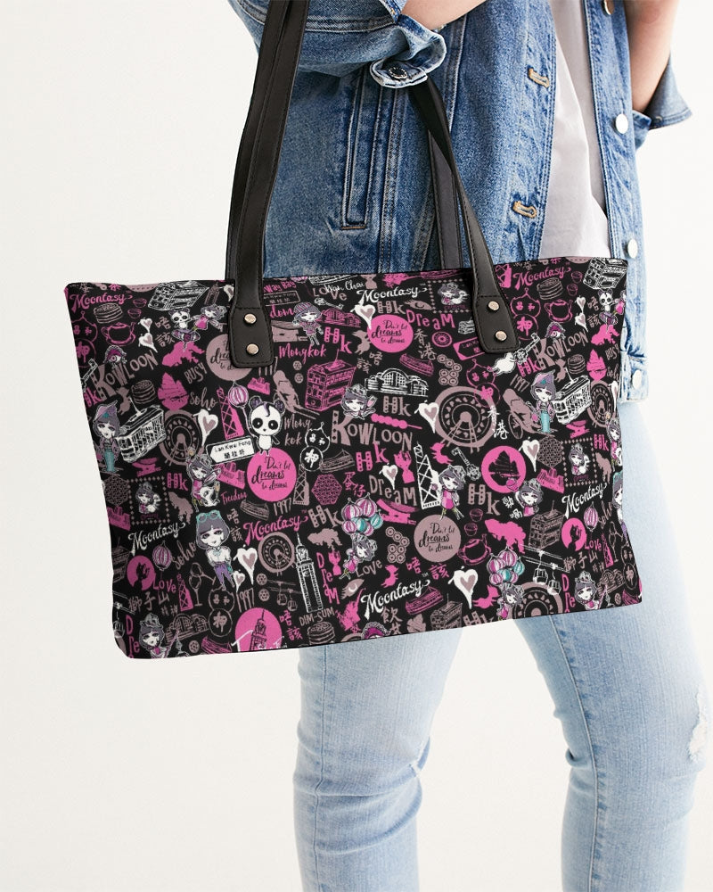 Hong Kong Pattern Stylish Tote (Black)