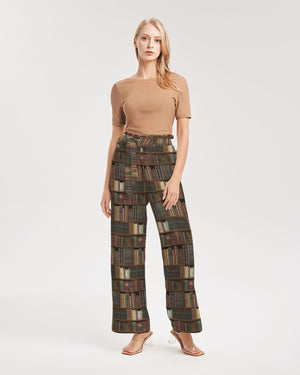 Library Book Lover Women's High-Rise Wide Leg Pants (Brwon)