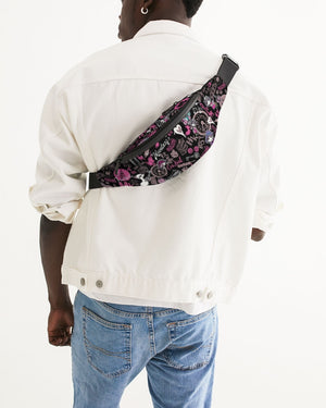Hong Kong Pattern Crossbody Sling Bag (Black)