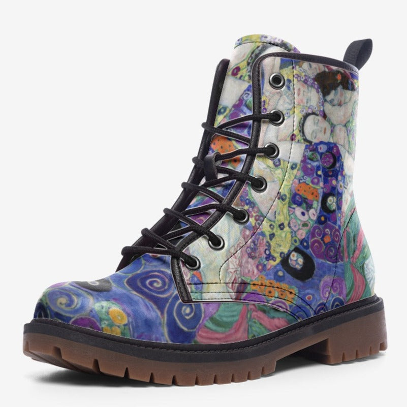 Blue and Purple Vegan Leather Boots (Gustav Klimt /The Virgin)