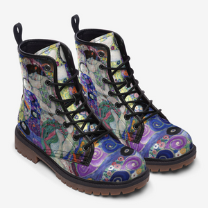 Blue and Purple Vegan Leather Boots (Gustav Klimt /The Virgin)