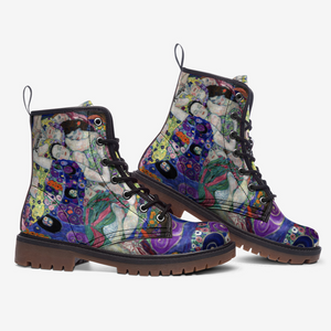 Blue and Purple Vegan Leather Boots (Gustav Klimt /The Virgin)