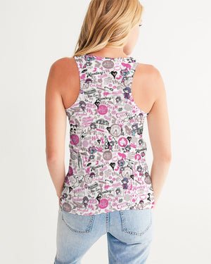 Hong Kong Pattern Women's Tank(Pink and White)