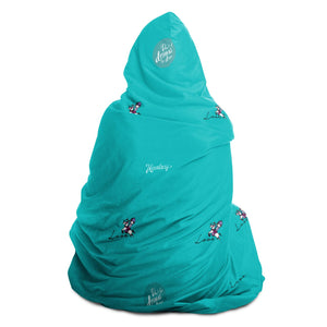 Minimalist Horse Riding Hooded Blanket (Blue/ Mint)