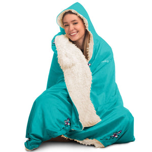 Minimalist Horse Riding Hooded Blanket (Blue/ Mint)