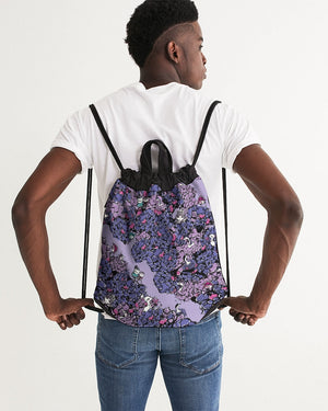 Owls Floral Canvas Drawstring Bag