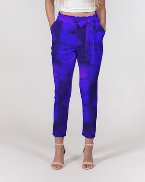 Artistic Belted Tapered Pants for women (Violet Blue)