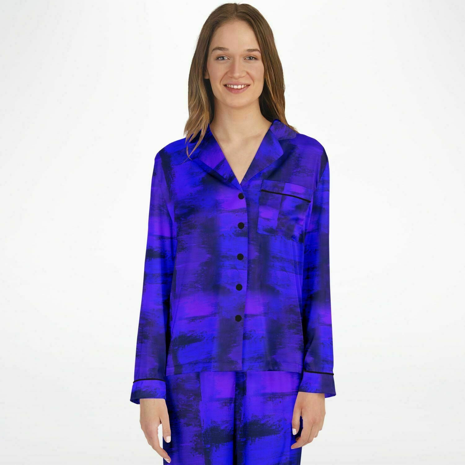 Artistic Luxury Satin Pajamas (Violet Blue)