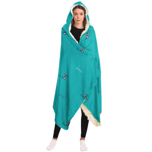 Minimalist Horse Riding Hooded Blanket (Blue/ Mint)