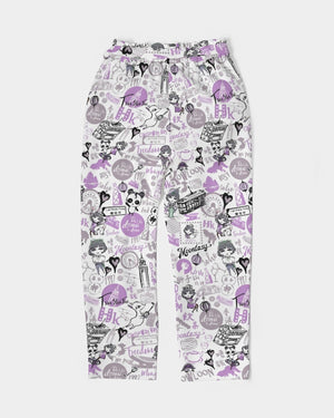 Hong Kong Pattern Women's Belted Tapered Pants (Lavender | Purple)