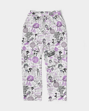 Hong Kong Pattern (Lavender | Purple) Women's Belted Tapered Pants