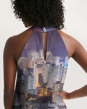 Hong Kong Night View Women's Halter Dress