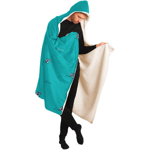 Minimalist Horse Riding Hooded Blanket (Blue/ Mint)