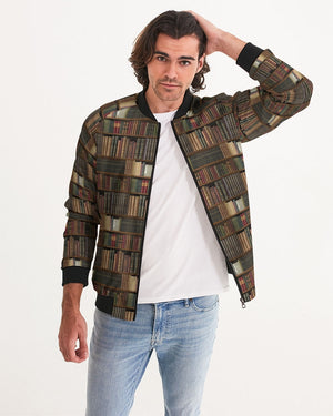 Library Book Lover Men's Bomber Jacket (Brwon)