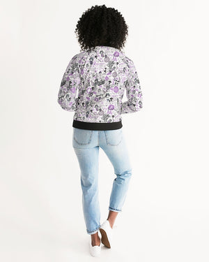 Hong Kong Pattern Women's Bomber Jacket (Lavender | Purple)