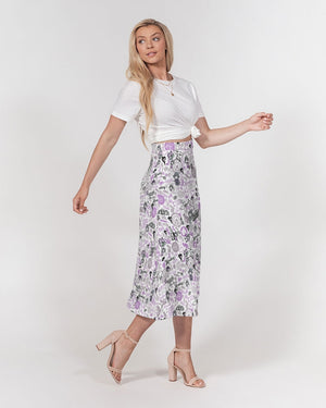 Hong Kong Pattern Women's A-Line Midi Skirt (Lavender | Purple)