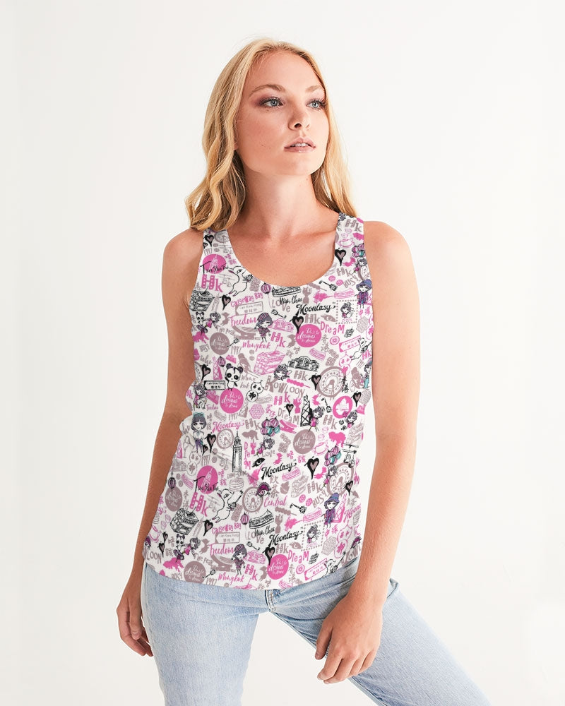 Hong Kong Pattern Women's Tank(Pink and White)