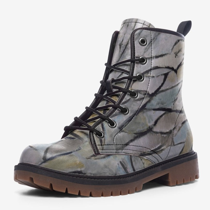 Grey and Black Graffiti Vegan Leather boots ( Piet Mondrian)