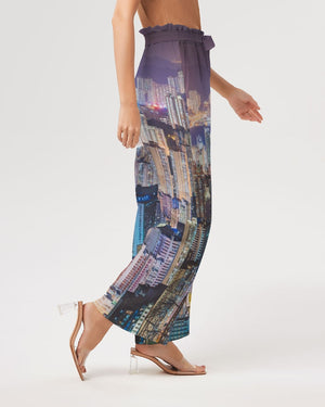 Hong Kong Night View Women's High-Rise Wide Leg Pants