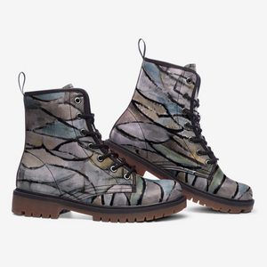 Grey and Black Graffiti Vegan Leather boots ( Piet Mondrian)