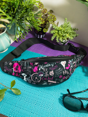 Hong Kong Pattern Crossbody Sling Bag (Black)