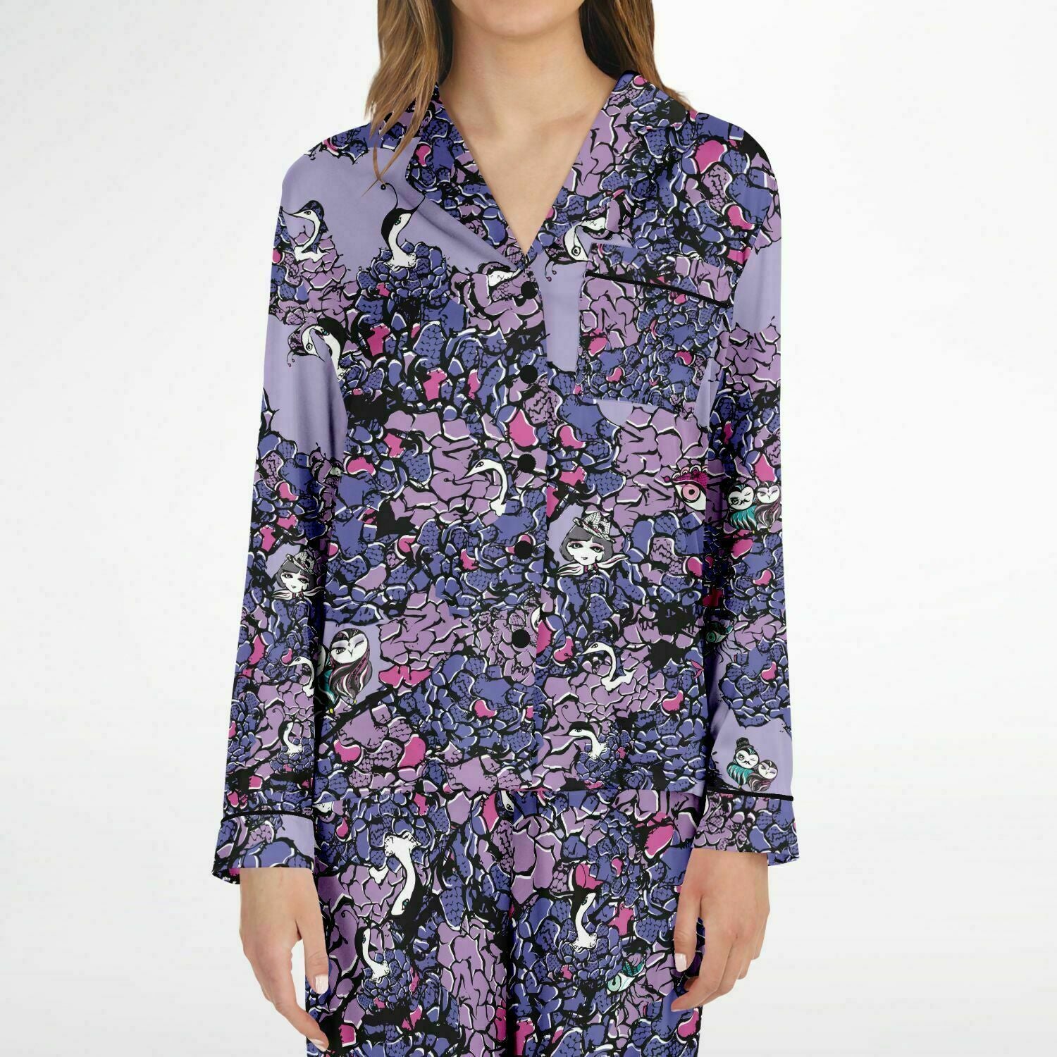 Owls Floral Luxury Satin Pajamas