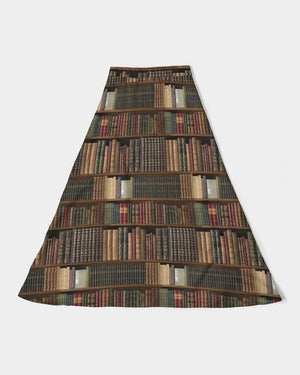 Library Book Lover Women's A-Line Midi Skirt (Brown)