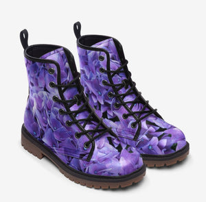 Purple Hydrangea Vegan Leather boots