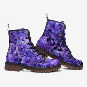 Purple Hydrangea Vegan Leather boots