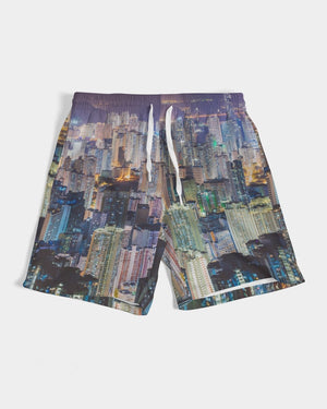 Hong Kong Night View Men's Swim Trunk (Black and Grey)