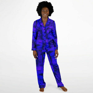 Artistic Luxury Satin Pajamas (Violet Blue)