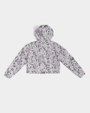 Hong Kong Pattern Women's Cropped Windbreaker(Lavender | Purple)