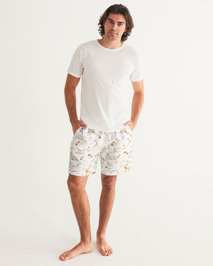 Coffee Stains Pattern Men's Swim Trunk (White)