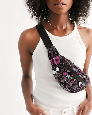 Hong Kong Pattern Crossbody Sling Bag (Black)
