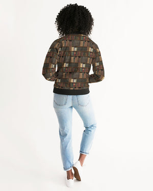 Library Book Lover Women's Bomber Jacket (Brwon)