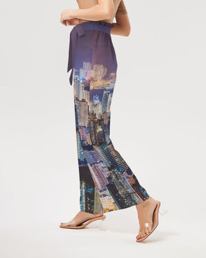 Hong Kong Night View Women's High-Rise Wide Leg Pants