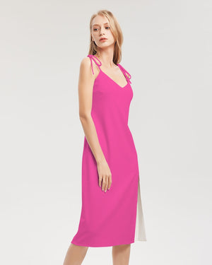 Barbie pink Women's Tie Strap Split Dress