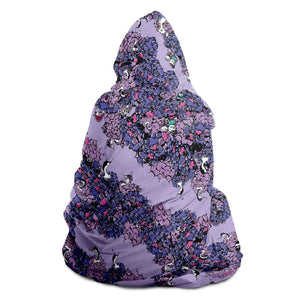 Owls Floral Hooded Blanket (Purple)