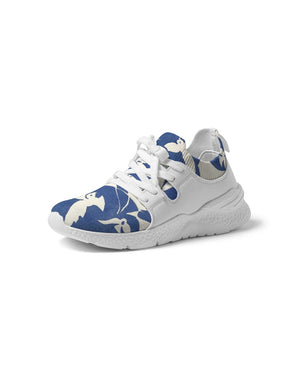 Pigeons Pattern Women's Two-Tone Sneaker (Blue and Beige)