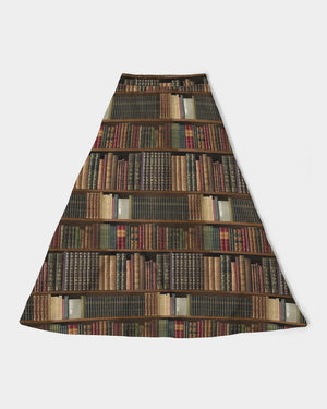 Library Book Lover Women's A-Line Midi Skirt (Brown)