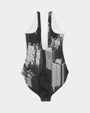 New York Building Women's One-Piece Swimsuit (Black)