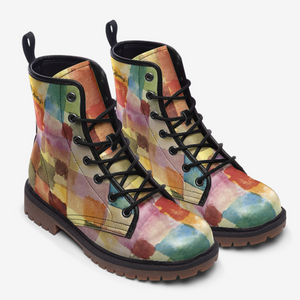 Earthy Mosaic Combat Boots|Golden shoe For Men anw Women