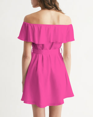 Barbie pink Women's Off-Shoulder Dress