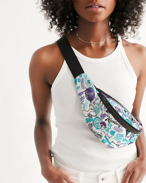 Hong Kong Pattern Crossbody Sling Bag (Blue)