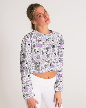 Hong Kong Pattern Women's Cropped Sweatshirt (Lavender | Purple)