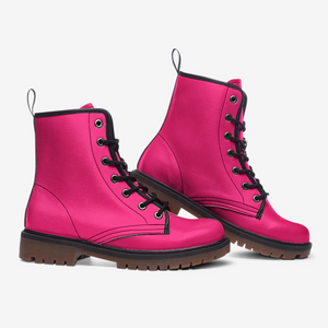 Barbie Pink Vegan Leather boots（hot pink for women/men)